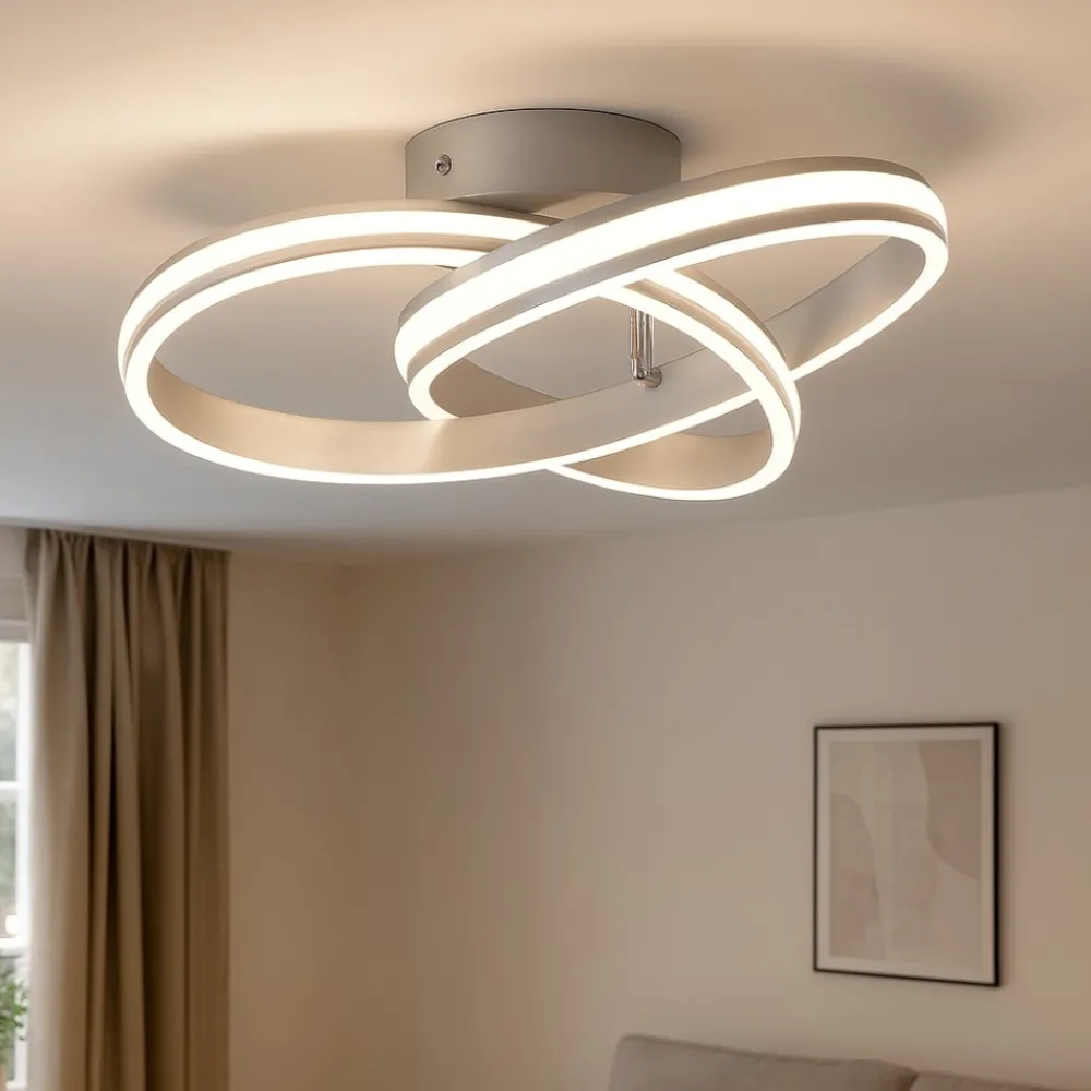 Plafoniere Moderne-Selezionato da Mazzolaluce Plafoniera design moderna grigio dimmerabile 58w per soggiorno