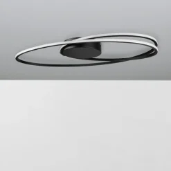 Plafoniere Moderne-Selezionato da Mazzolaluce Plafoniera design moderna led 3000k nera ovale per soggiorno