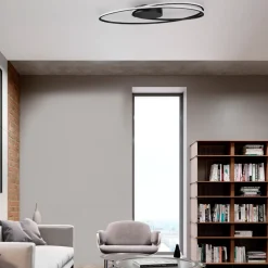 Plafoniere Moderne-Selezionato da Mazzolaluce Plafoniera design moderna led 3000k nera ovale per soggiorno