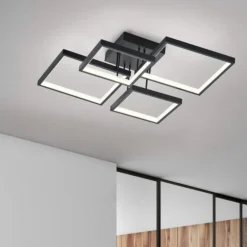 Plafoniere Moderne-Selezionato da Mazzolaluce Plafoniera design moderna quadrati nera 24w 3000k dimmerabile