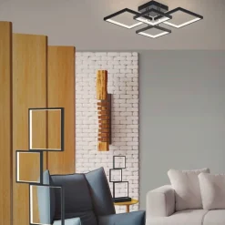 Plafoniere Moderne-Selezionato da Mazzolaluce Plafoniera design moderna quadrati nera 24w 3000k dimmerabile