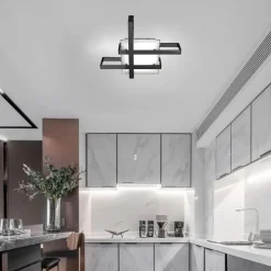Plafoniere Moderne-Top Light Plafoniera design moderna small nero cross rettangolare