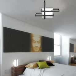 Plafoniere Moderne-Top Light Plafoniera design moderna small nero cross rettangolare