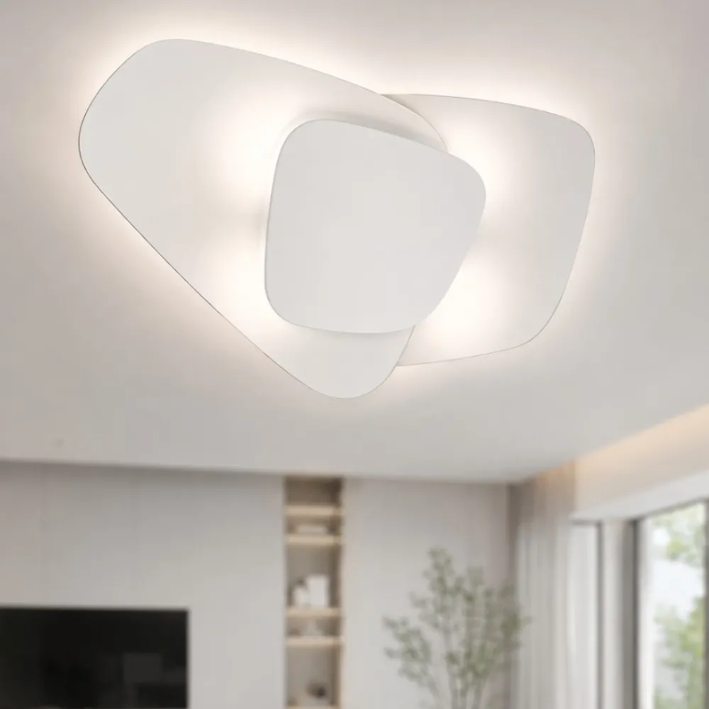 Plafoniere Moderne-Top Light Plafoniera design moderna vetri bianchi strategy