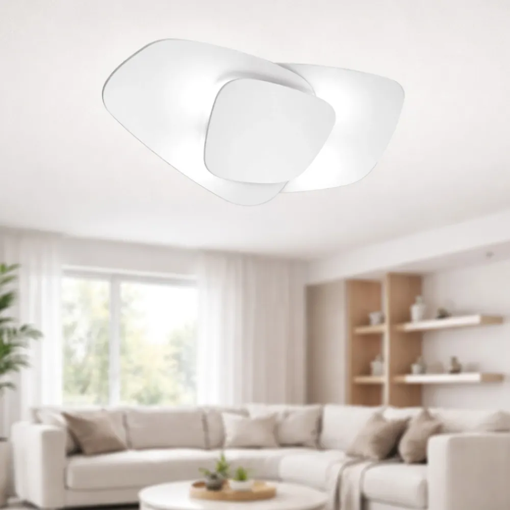 Plafoniere Moderne-Top Light Plafoniera design moderna vetri bianchi strategy