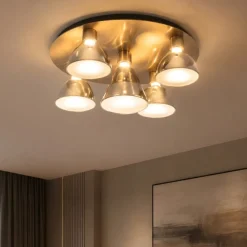 Plafoniere Moderne-Selezionato da Mazzolaluce Plafoniera design moderno 5 luci le vedri grigio fumo