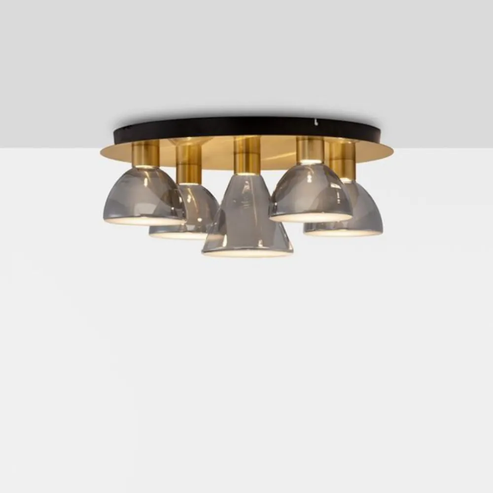 Plafoniere Moderne-Selezionato da Mazzolaluce Plafoniera design moderno 5 luci le vedri grigio fumo