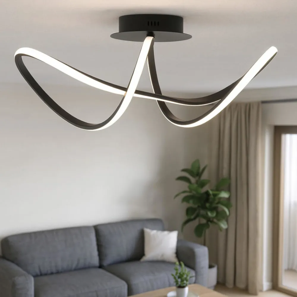 Plafoniere Moderne-Selezionato da Mazzolaluce Plafoniera design moderno nera led 3000k per soggiorno