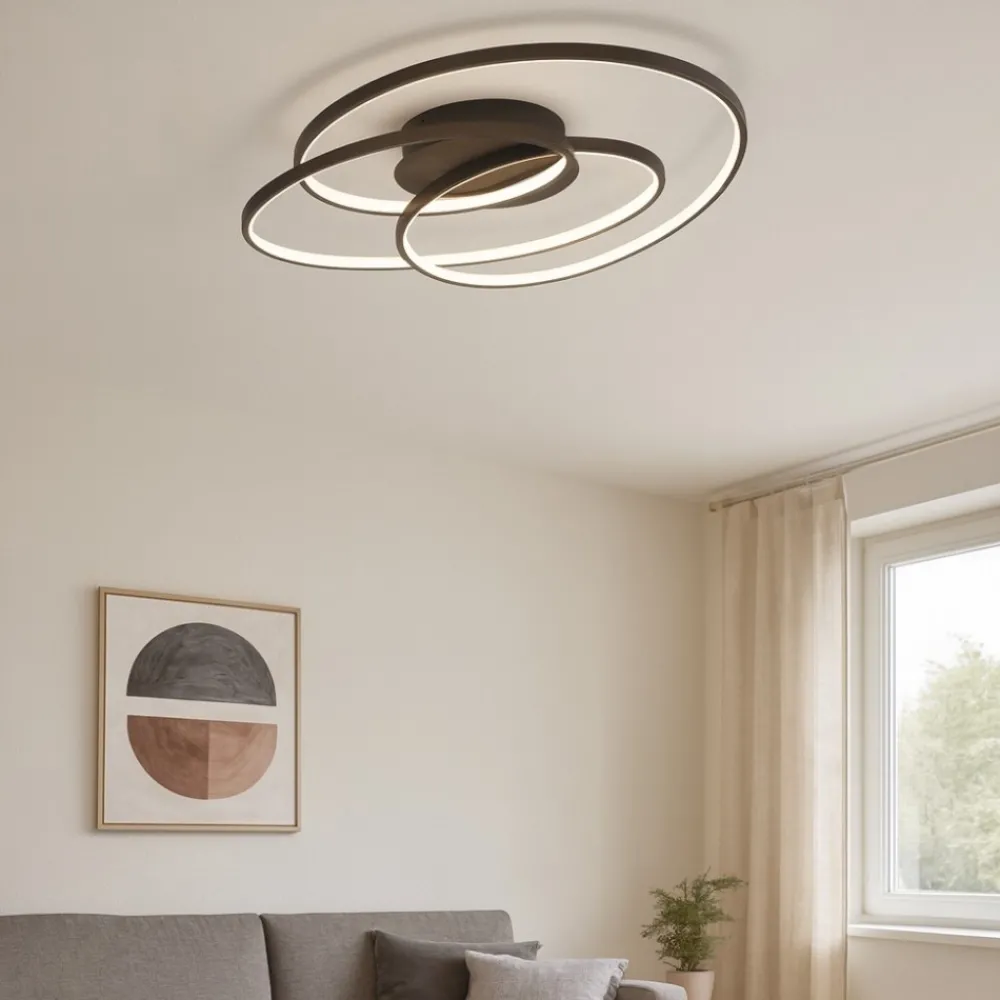 Plafoniere Moderne-Selezionato da Mazzolaluce Plafoniera design nera 38w 3000k dimmerabile per soggiorno moderno