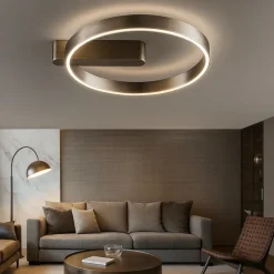Plafoniere Moderne-Perenz Illuminazione Plafoniera design off grigio spazzolato led cct