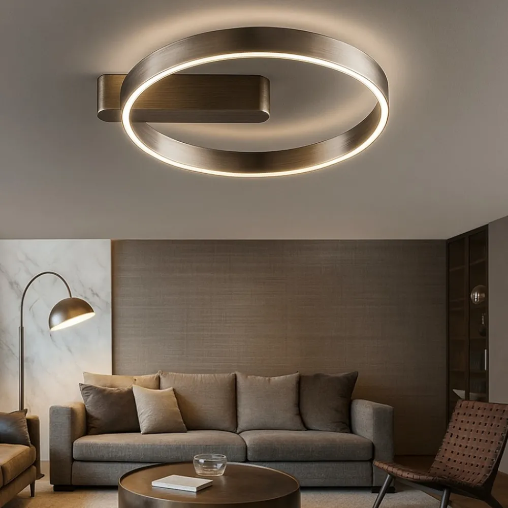 Plafoniere Moderne-Perenz Illuminazione Plafoniera design off grigio spazzolato led cct