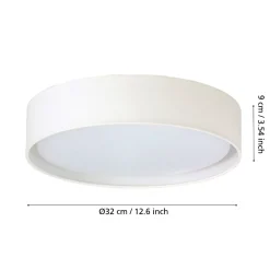 Plafoniere Moderne-Eglo Plafoniera di cilindro in tessuto bianco 32 cm pasteri