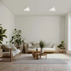 Plafoniere Moderne-Sforzin Illuminazione Plafoniera di gesso bianco 3 luci a soffitto sforzin nasso