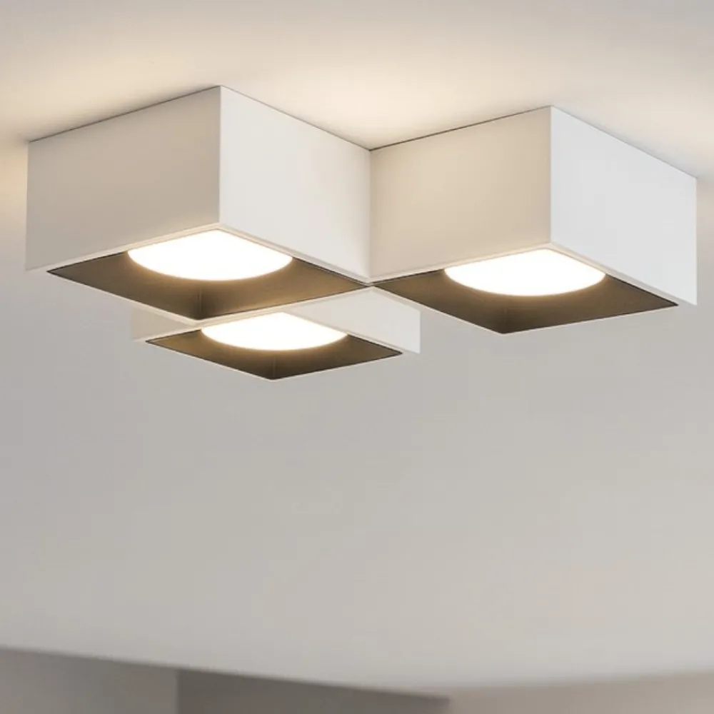 Plafoniere Moderne-Sforzin Illuminazione Plafoniera di gesso quadrata moderna sforzin nasso nera