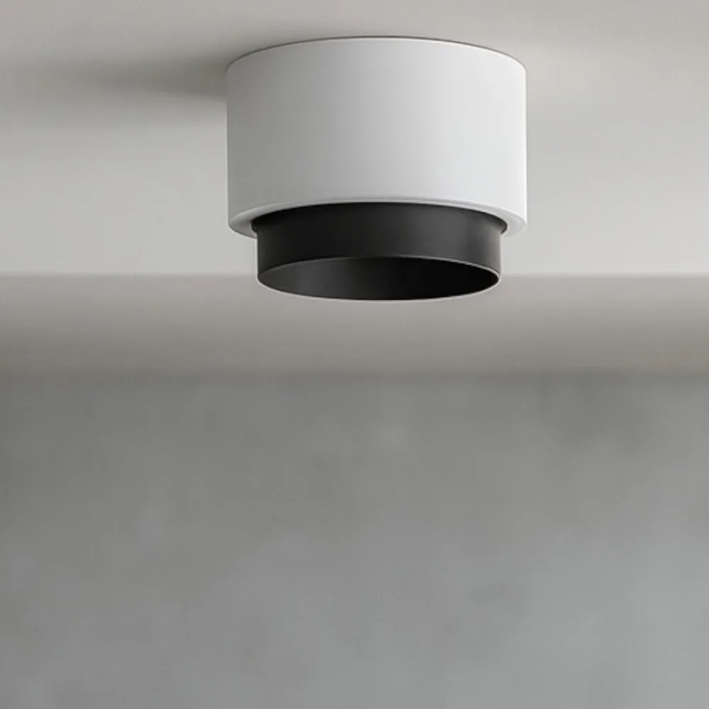 Plafoniere Moderne-Sforzin Illuminazione Plafoniera di gesso rotonda moderna bianco nero sforzin syme
