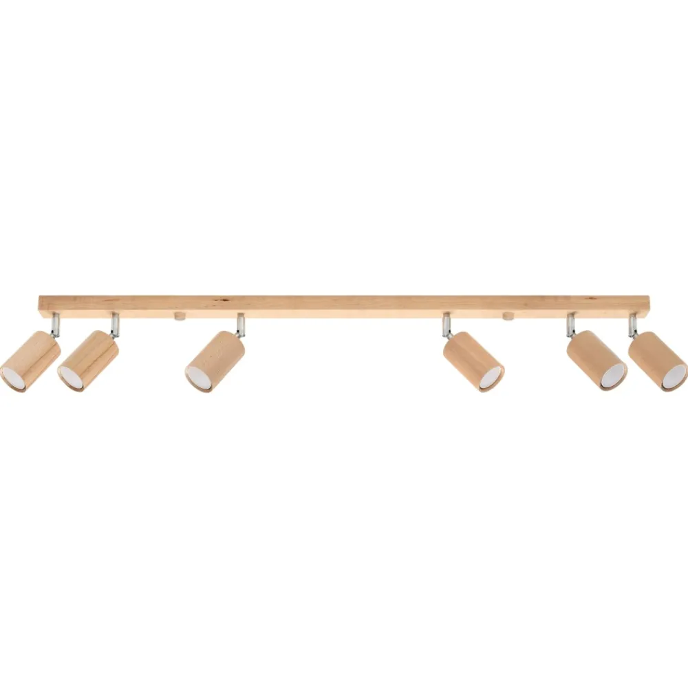 Plafoniere Moderne-Selezionato da Mazzolaluce Plafoniera di legno 120cm con faretti orientabili