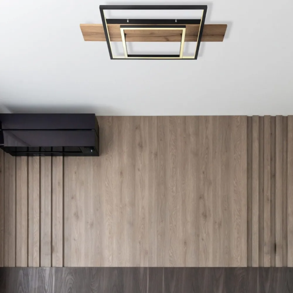 Plafoniere Moderne-Selezionato da Mazzolaluce Plafoniera di legno led 3000k dimmerabile nera