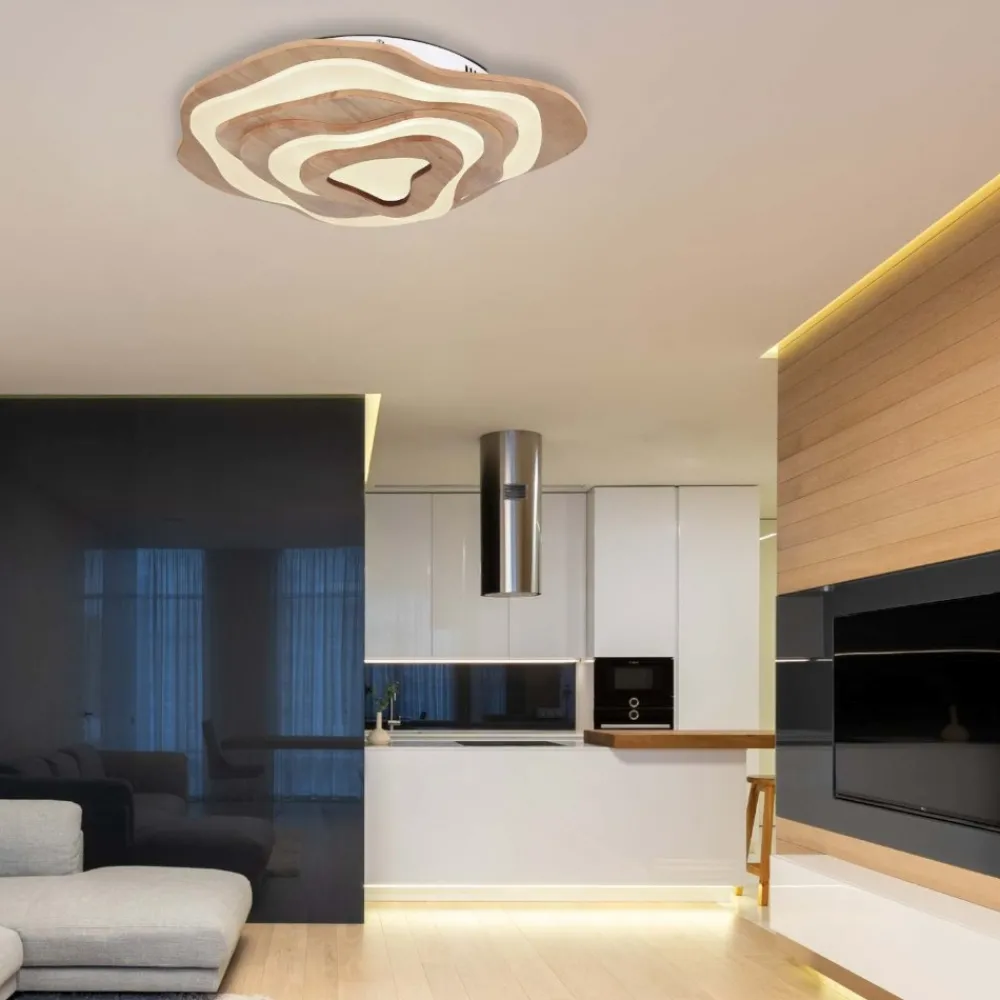 Plafoniere Moderne-Selezionato da Mazzolaluce Plafoniera di legno led 40w da 2700k a 6000k con telecomando