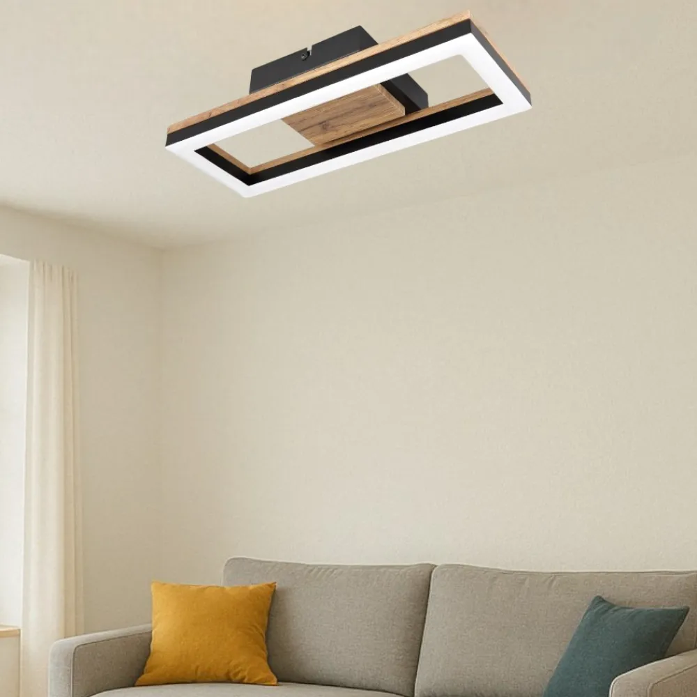Plafoniere Moderne-Selezionato da Mazzolaluce Plafoniera di legno moderna design nera led 12w 3000k