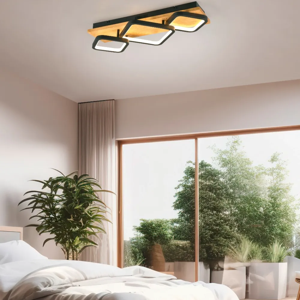 Plafoniere Moderne-Selezionato da Mazzolaluce Plafoniera di legno moderna led 32w 3000k dimmerabile