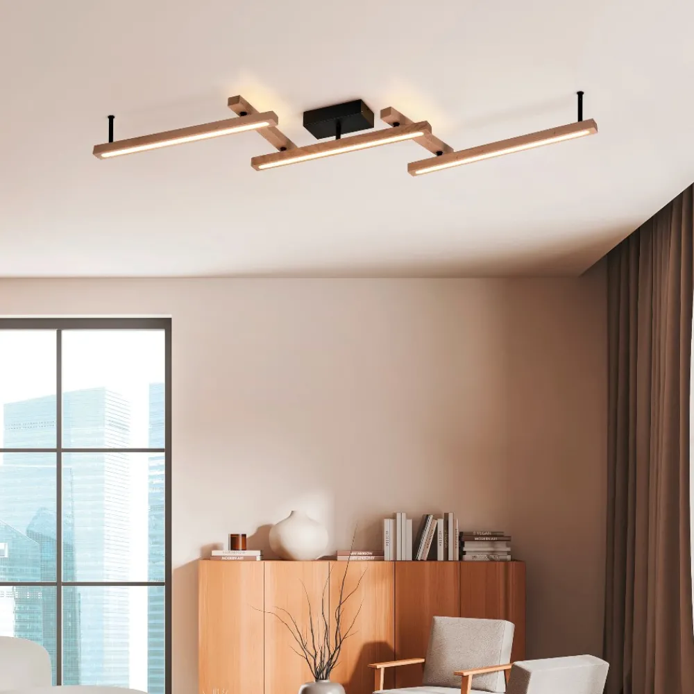 Plafoniere Moderne-Selezionato da Mazzolaluce Plafoniera di legno moderna led 2700k-6000k dimmerabile
