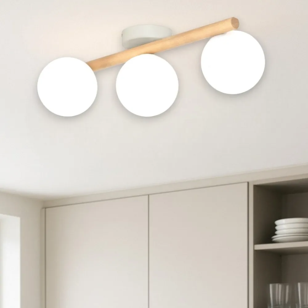 Plafoniere Moderne-Selezionato da Mazzolaluce Plafoniera di legno naturale per cucina