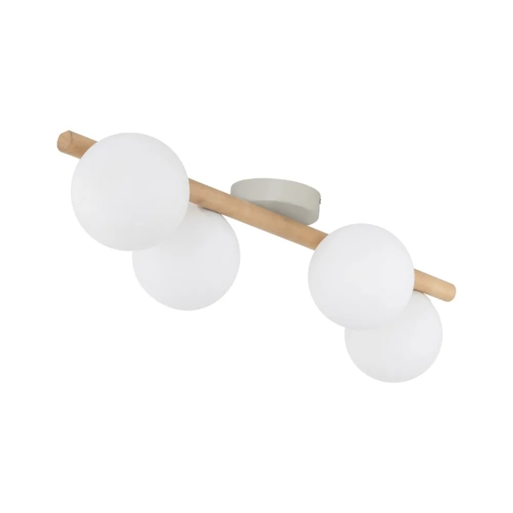 Plafoniere Moderne-Selezionato da Mazzolaluce Plafoniera di legno pino sfere vetro bianco per cucina