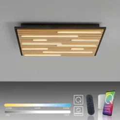 Plafoniere Moderne-Selezionato da Mazzolaluce Plafoniera di legno quadrata con pannello acustico led 2700k a 5000k