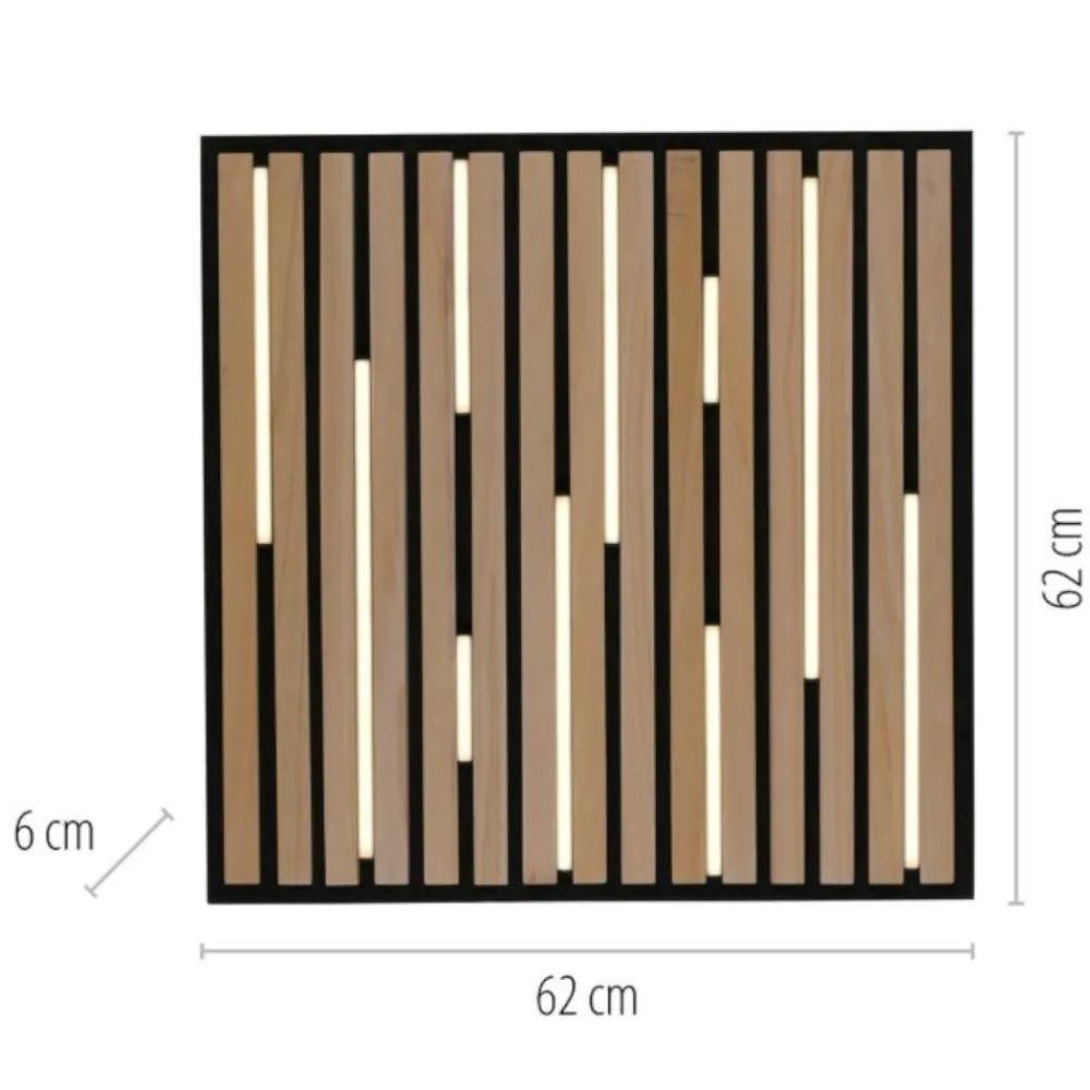 Plafoniere Moderne-Selezionato da Mazzolaluce Plafoniera di legno quadrata con pannello acustico led 2700k a 5000k