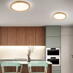Plafoniere Bagno-Selezionato da Mazzolaluce Plafoniera di legno rotonda led 45w cct stile scandinavo