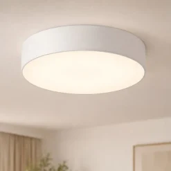 Plafoniere Moderne-Selezionato da Mazzolaluce Plafoniera di tessuto bianco 60 cm cilindro per soggiorno moderno