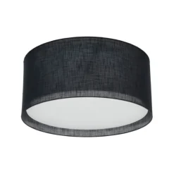 Plafoniere Moderne-Selezionato da Mazzolaluce Plafoniera di tessuto cilindro a soffitto nero per soggiorno