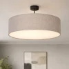 Plafoniere Moderne-Selezionato da Mazzolaluce Plafoniera di tessuto 60cm cilindro lino beige per soggiorno moderno