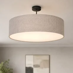 Plafoniere Moderne-Selezionato da Mazzolaluce Plafoniera di tessuto 60cm cilindro lino beige per soggiorno moderno