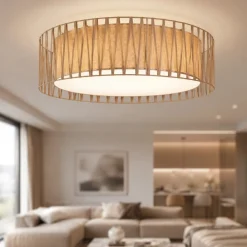 Plafoniere Moderne-Selezionato da Mazzolaluce Plafoniera di tessuto sabbia 72 cm design moderno cilindro per soggiorno
