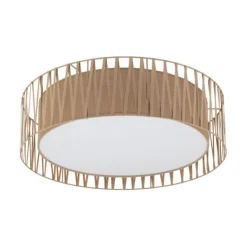Plafoniere Moderne-Selezionato da Mazzolaluce Plafoniera di tessuto sabbia 72 cm design moderno cilindro per soggiorno