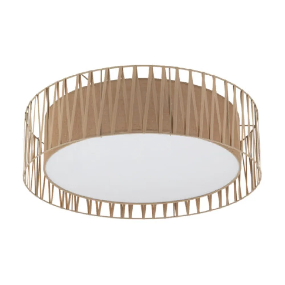 Plafoniere Moderne-Selezionato da Mazzolaluce Plafoniera di tessuto sabbia 72 cm design moderno cilindro per soggiorno