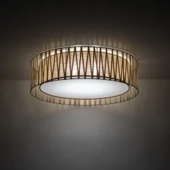Plafoniere Moderne-Selezionato da Mazzolaluce Plafoniera di tessuto sabbia 72 cm design moderno cilindro per soggiorno