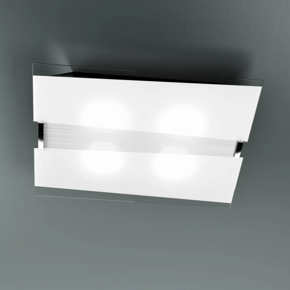 Plafoniere Moderne-Top Light Plafoniera di vetro bianco per soggiorno moderna rettangolare toplight
