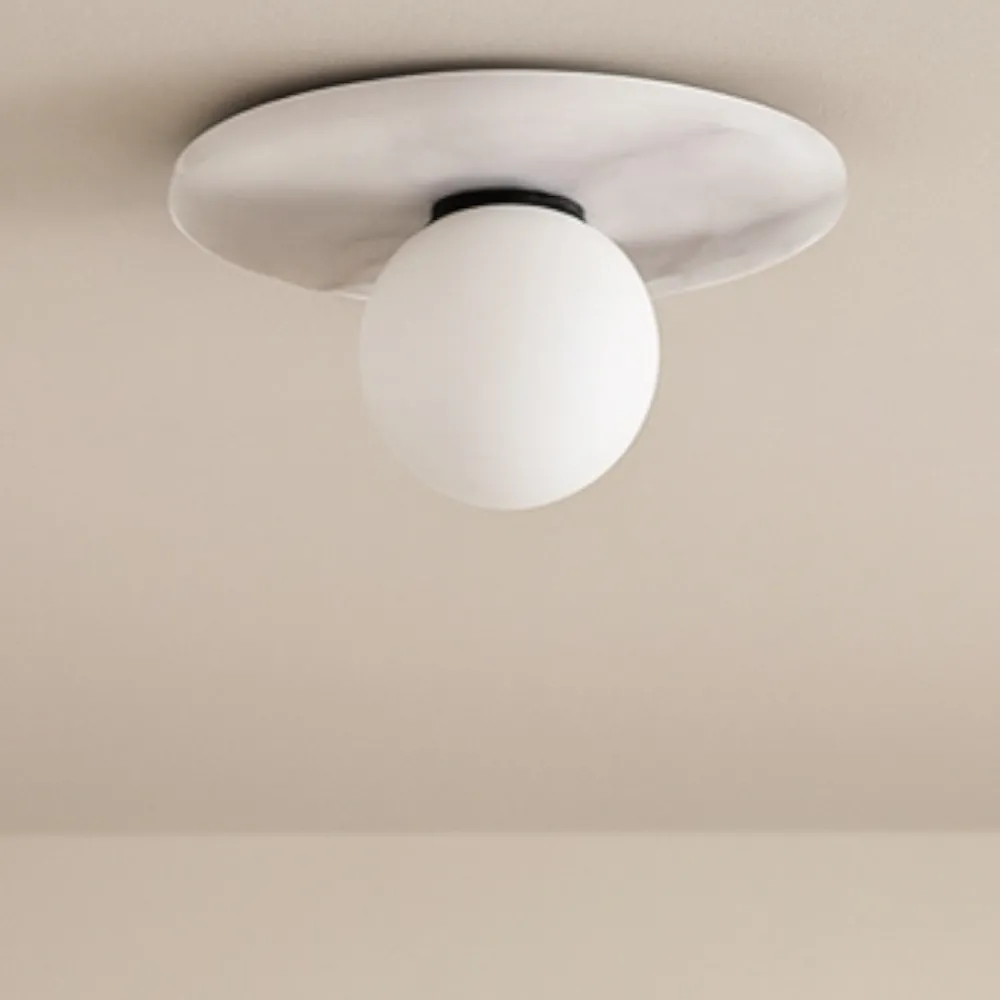 Plafoniere Moderne-Selezionato da Mazzolaluce Plafoniera dor di marmo bianco moderna rotonda