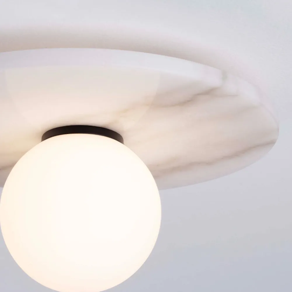 Plafoniere Moderne-Selezionato da Mazzolaluce Plafoniera dor di marmo bianco moderna rotonda