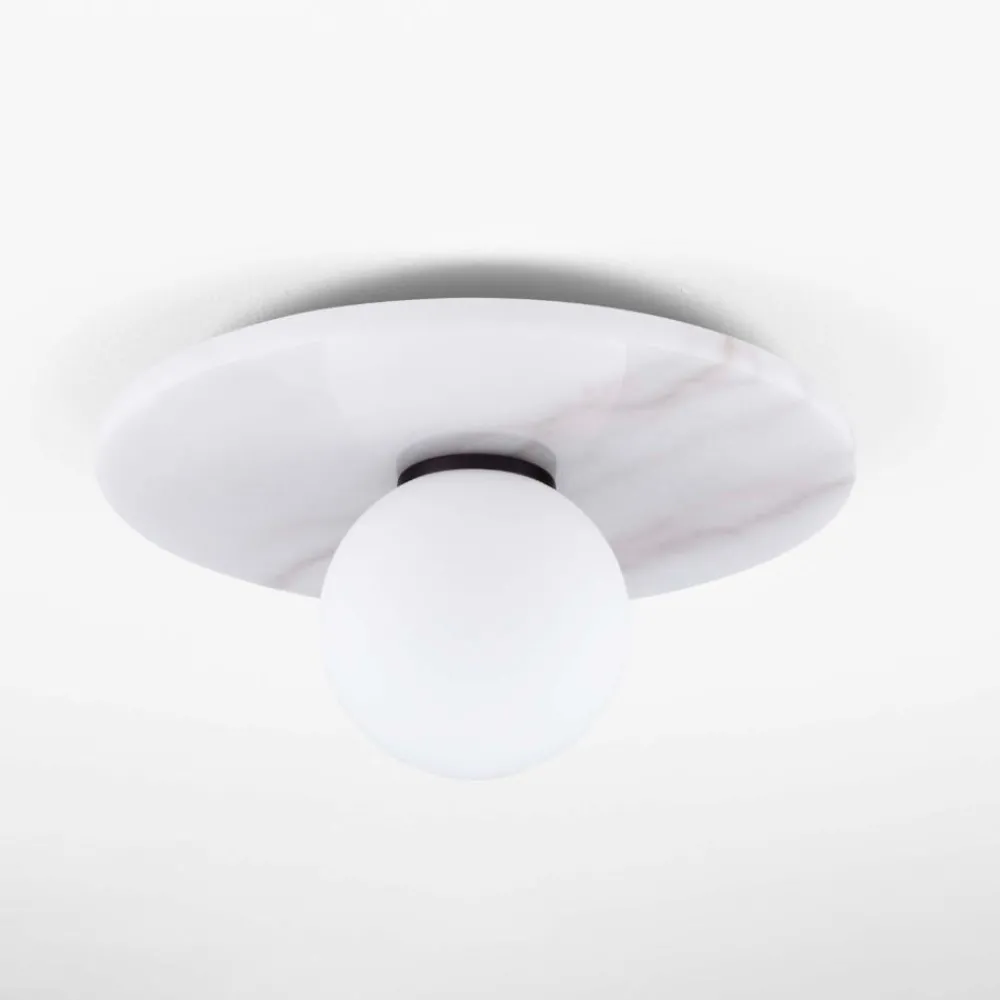 Plafoniere Moderne-Selezionato da Mazzolaluce Plafoniera dor di marmo bianco moderna rotonda