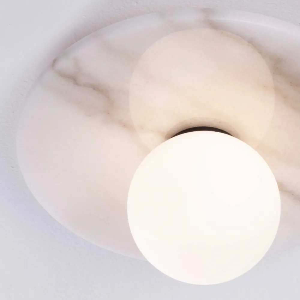 Plafoniere Moderne-Selezionato da Mazzolaluce Plafoniera dor di marmo bianco moderna rotonda