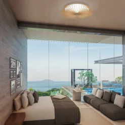 Plafoniere Moderne-Selezionato da Mazzolaluce Plafoniera effetto legno con telecomando app moderna led 2700k-5000k dimmerabile