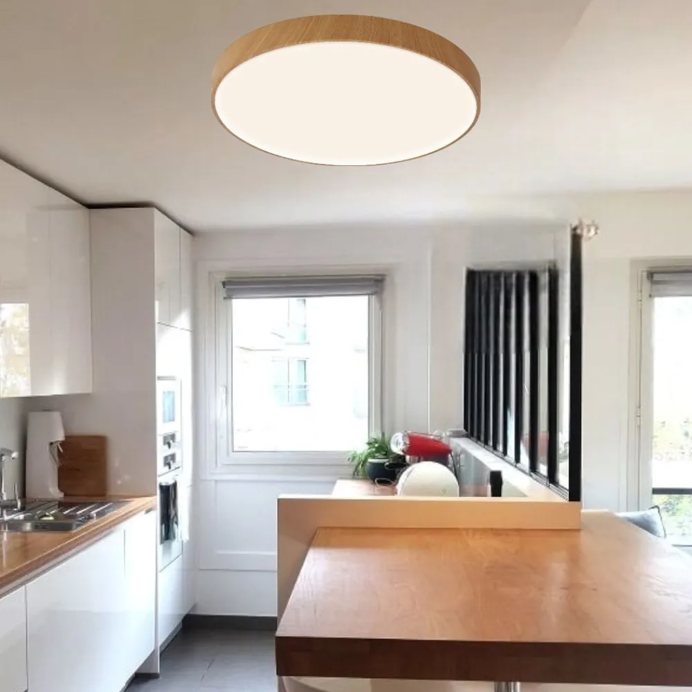 Plafoniere Moderne-Selezionato da Mazzolaluce Plafoniera effetto legno led 27000k 3300k 4000k dimmerabile