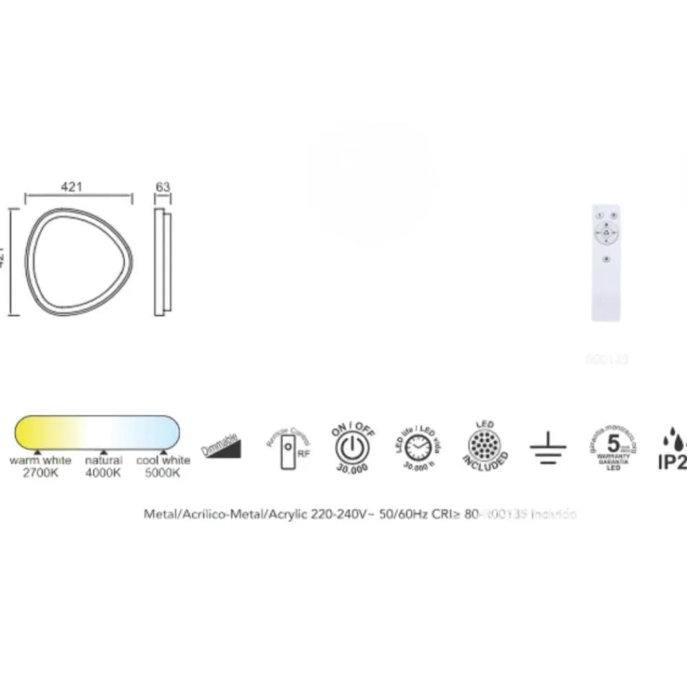 Plafoniere Moderne-Selezionato da Mazzolaluce Plafoniera effetto legno led 38w 2700k a 5000k moderna