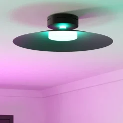Plafoniere Moderne-Eglo Plafoniera conomavilla nera led rgb 2700k a 6500k controllo remoto app
