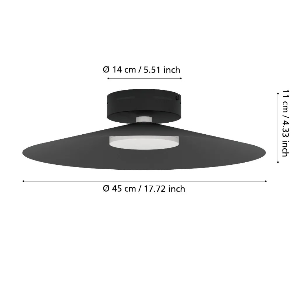 Plafoniere Moderne-Eglo Plafoniera conomavilla nera led rgb 2700k a 6500k controllo remoto app
