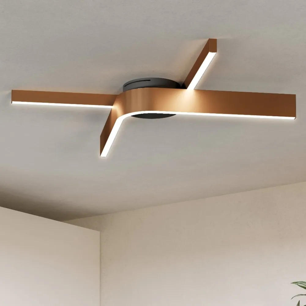 Plafoniere Moderne-Eglo Plafoniera folcino-z design moderna bronzo controllo remoto app led rgb 2700k a 6500k