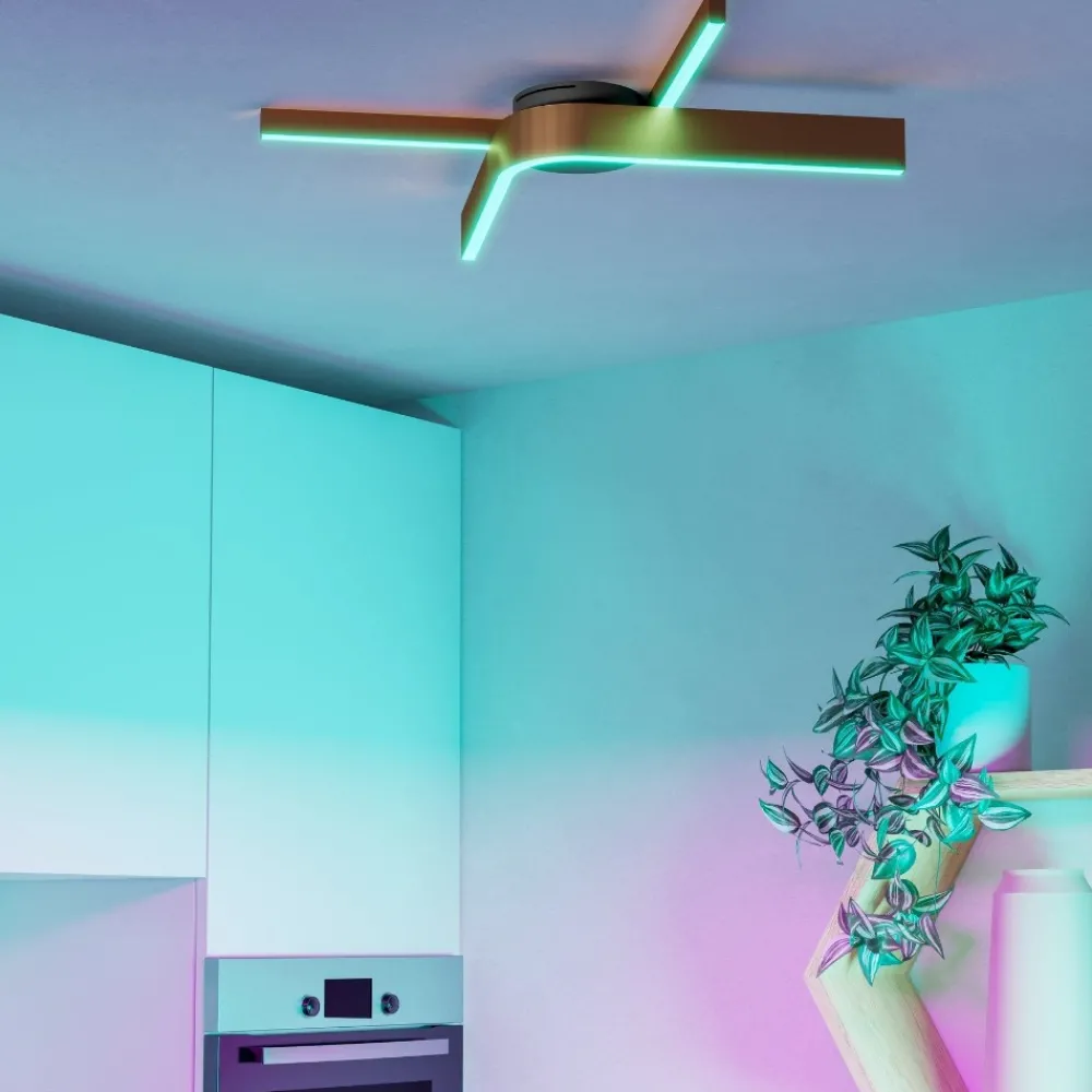 Plafoniere Moderne-Eglo Plafoniera folcino-z design moderna bronzo controllo remoto app led rgb 2700k a 6500k